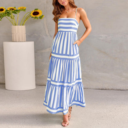Robe d’Été Longue à Rayures