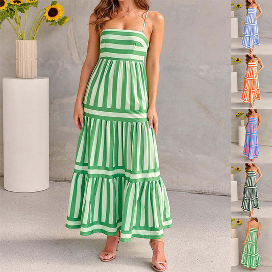 Robe d’Été Longue à Rayures