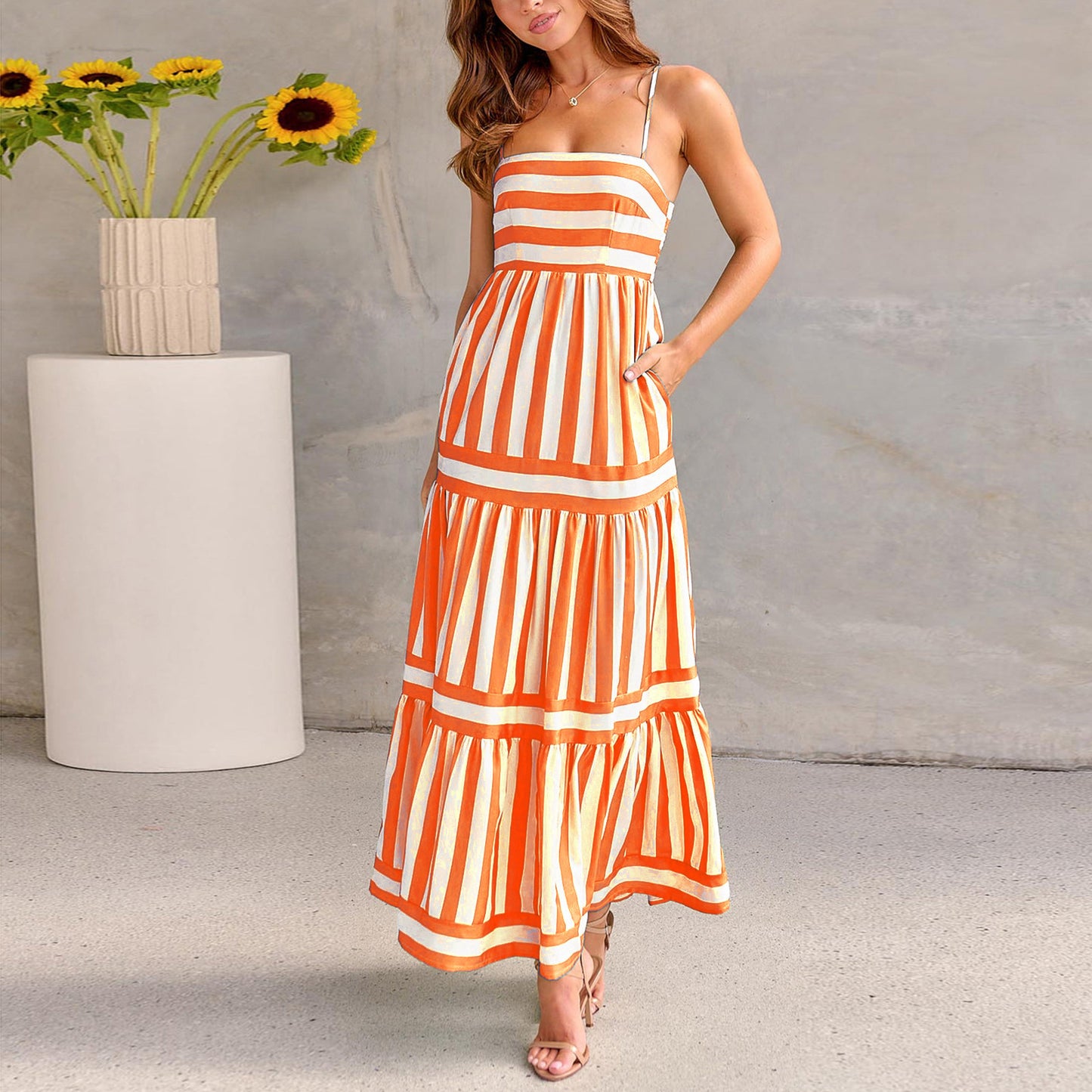 Robe d’Été Longue à Rayures