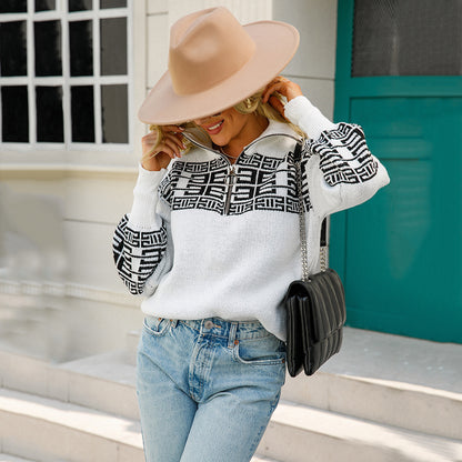 Manteau zippé en tricot – Élégance