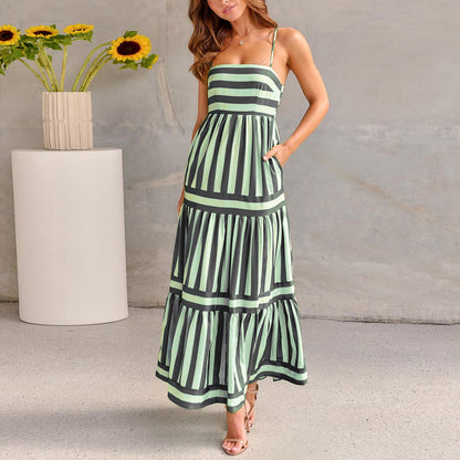 Robe d’Été Longue à Rayures