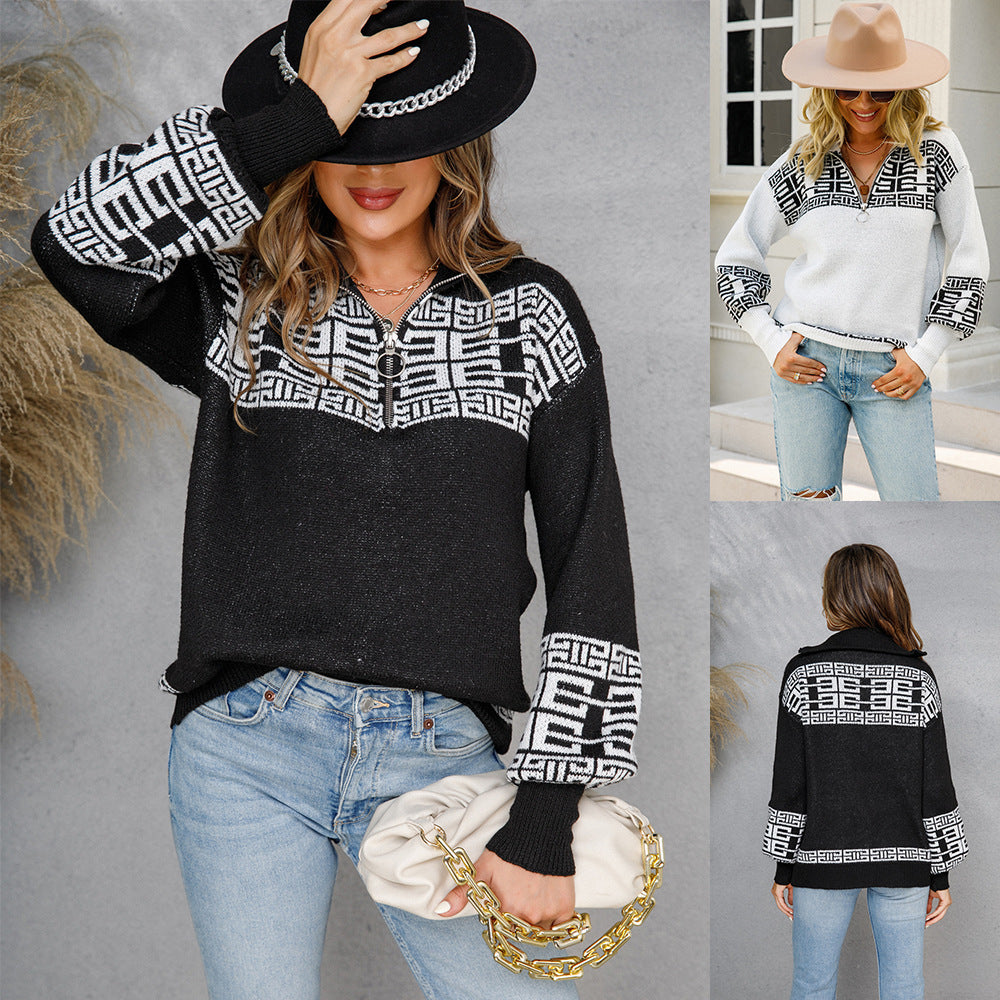 Manteau zippé en tricot – Élégance