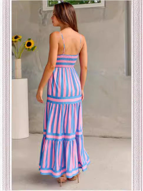 Robe d’Été Longue à Rayures